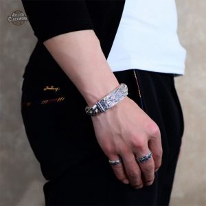 Bracelet Homme en Argent au Style Vintage