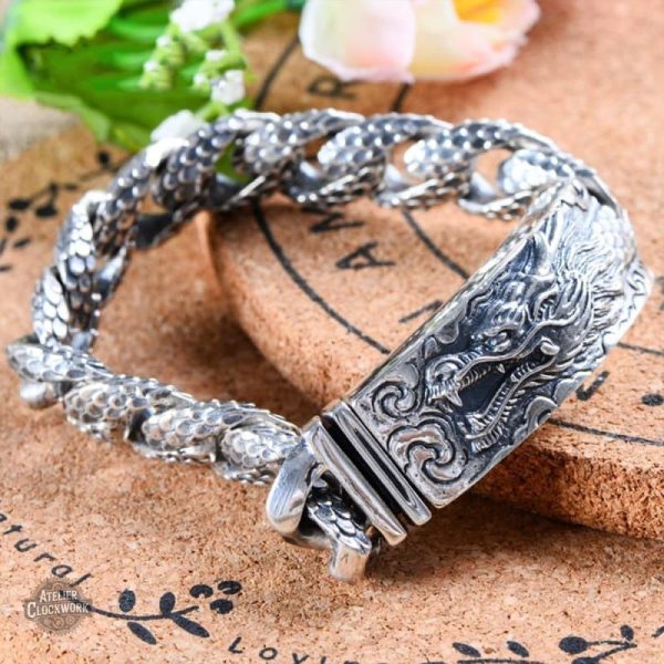 Accessoire Homme : Bracelet Dragon en Argent
