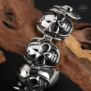 Bracelet en cuir avec accents punk pour homme