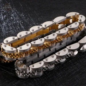 Bracelet Gazzoline pour homme en acier et or