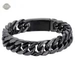 Bracelet Acier Noir Steampunk pour homme, style audacieux