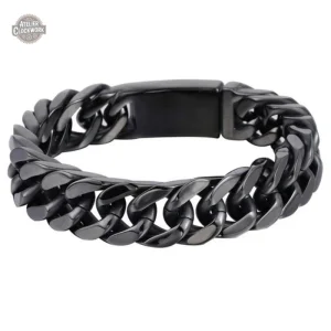 Bracelet Acier Noir Steampunk pour homme, style audacieux