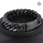 Accessoire Steampunk homme, bracelet en acier noir élégant