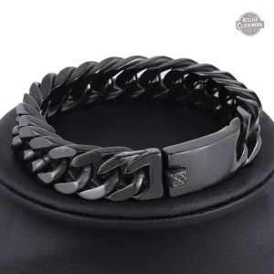 Accessoire Steampunk homme, bracelet en acier noir élégant