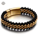Élégance masculine : bracelet steampunk en cuir et chaîne
