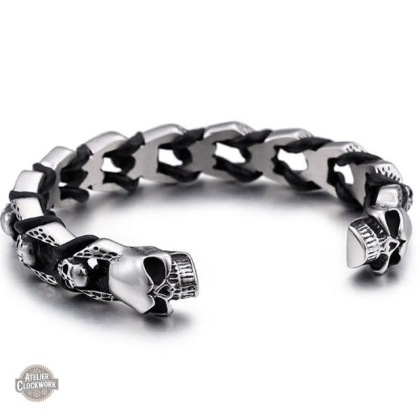 bracelet-homme-jonc-ouvert-crane-steampunk-store-1 Bracelet Steampunk jonc gothique pour homme élégant