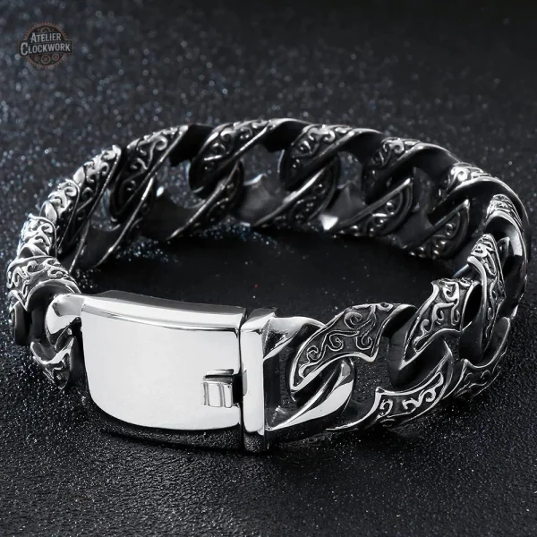 Bracelet homme au design Glam Rock inspiré du steampunk