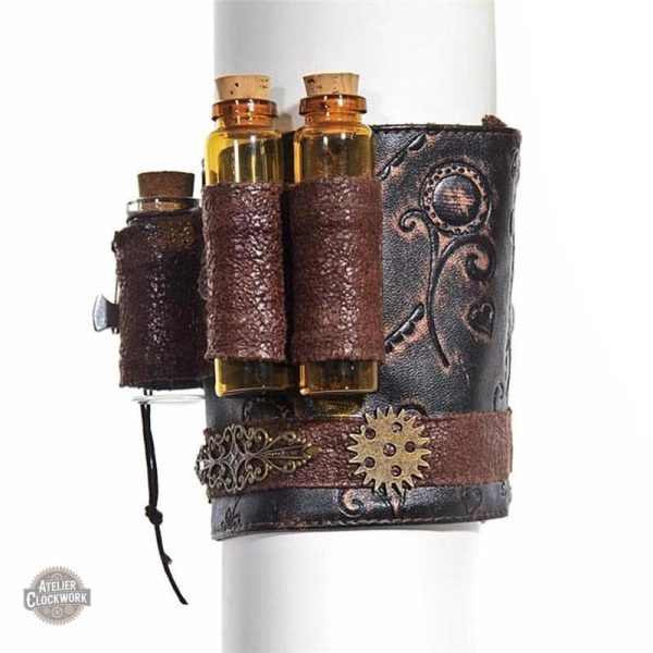 brassard-steampunk-fiole-1 Porte Fioles Cuir - Brassard Steampunk
