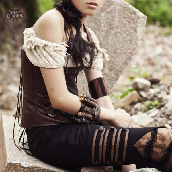 Brassard Steampunk en cuir pour cosplay unique