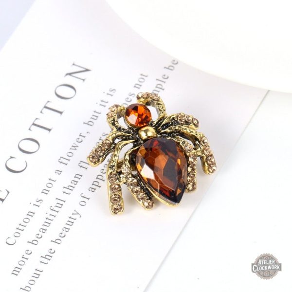 Bijou original Steampunk, araignée élégante en ambre