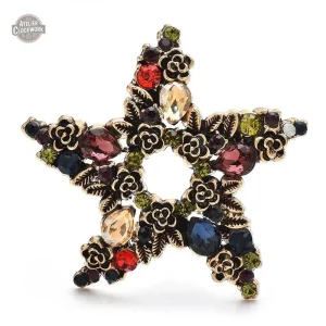 Broche étoile rétro steampunk pour femme