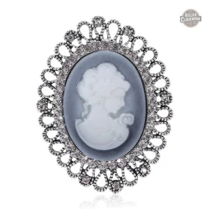 Broche Camée Argenté, élégance steampunk pour femme