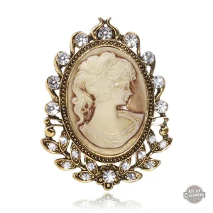 Broche Camée Plaqué Or Steampunk Femme