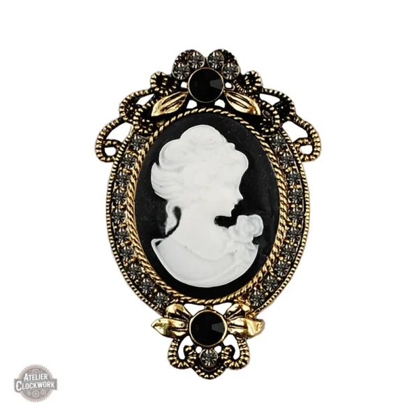 Élégante broche camée inspirée du rétro-futurisme