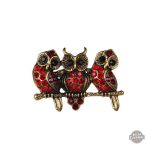 Broche Steampunk Chouettes Rouges