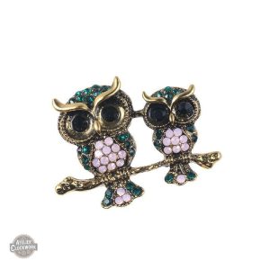 Broche Steampunk Deux Chouettes élégante pour femme
