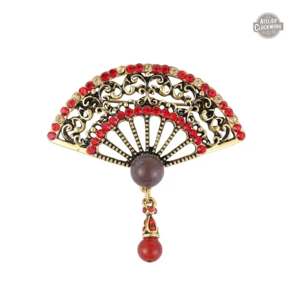 Éventail broche au design steampunk féminin