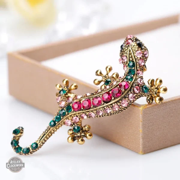 Broche créative lézard, style steampunk