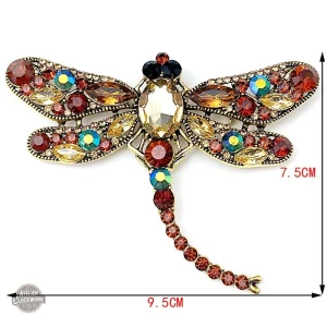 Broche libellule steampunk en cristal