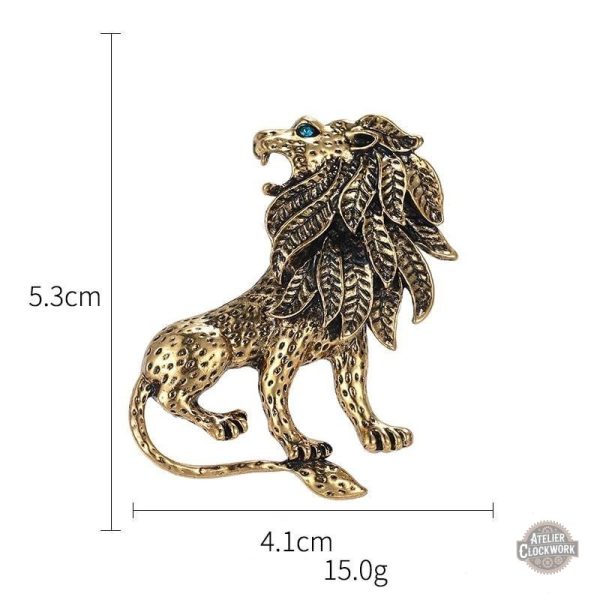 Élégante broche représentant le roi des animaux