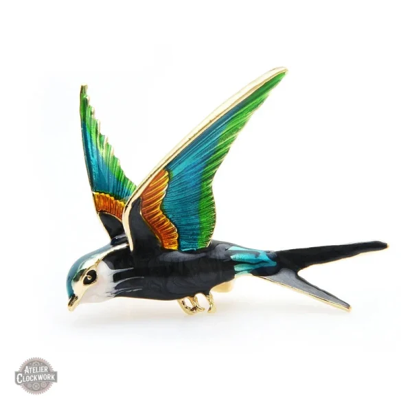 Bijou steampunk, broche ancienne avec motif d'oiseau