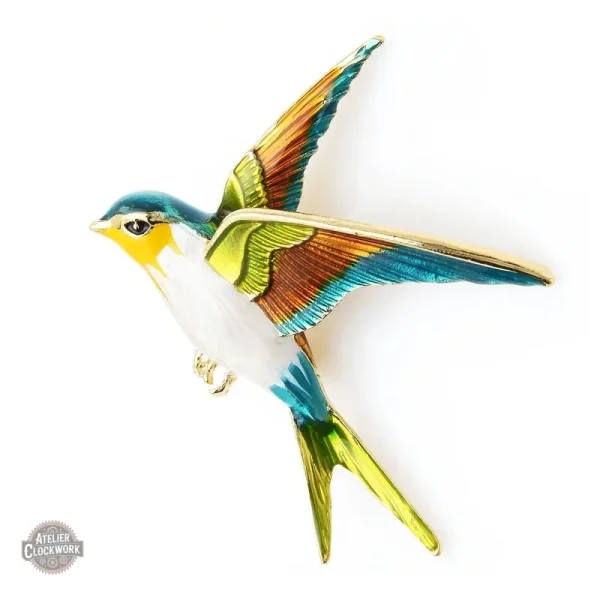 Bijou steampunk, broche ornée d'un oiseau délicat