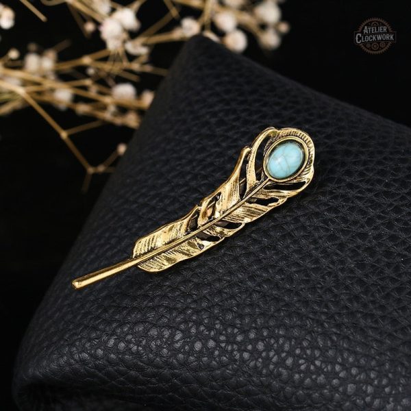 Accessoire Steampunk avec plume de paon colorée