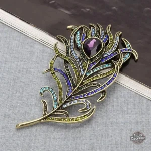 Broche Plume Vintage de Paon Steampunk Femme
