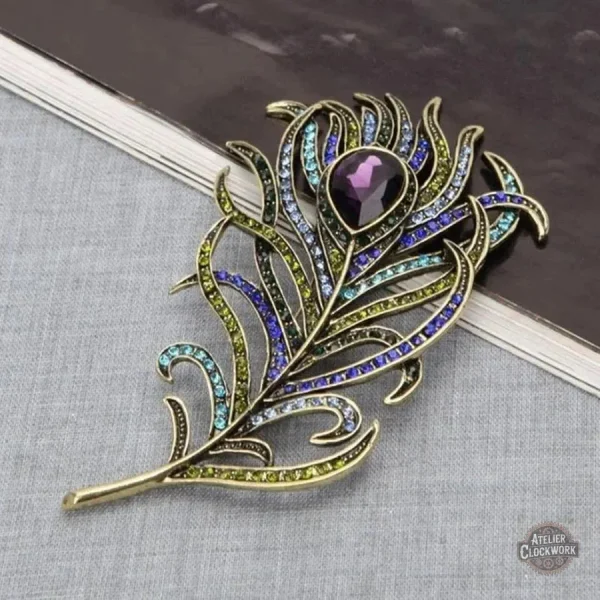 broche-plume-vintage-1 Broche Plume Vintage de Paon Steampunk Femme