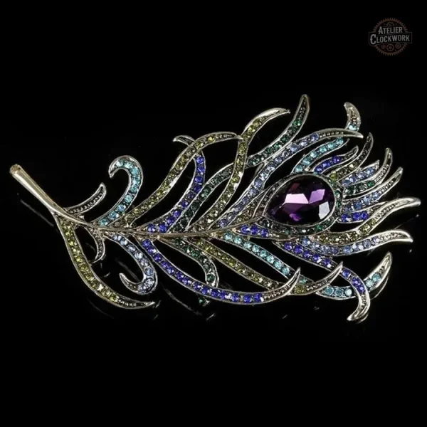 Broche plume rétro inspirée par le style steampunk