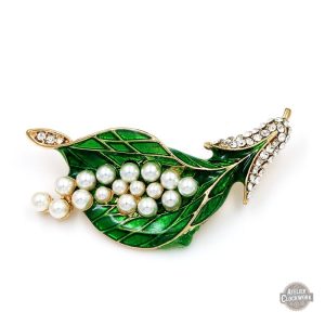 Accessoire féminin steampunk, broche élégante en émail vert