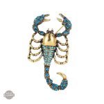 Broche Steampunk Scorpion Bleuté