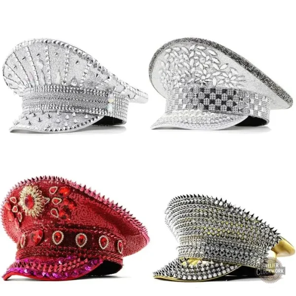 Casquette style militaire au design steampunk