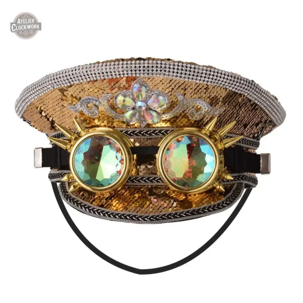 Casquette avec Lunettes Golden Police en style steampunk