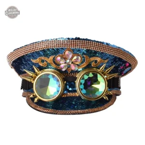 Accessoire steampunk : casquette et lunettes assorties