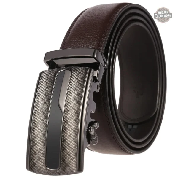 Ceinture en cuir noir avec boucle stylisée