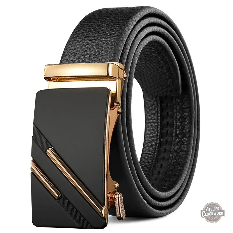Ceinture Cuir Noir - Boucle Dorée - H.G. Wells