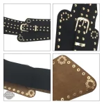 Ceinture large avec boucle ardillon et détails rivetés