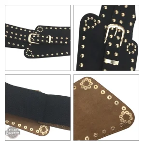 Ceinture large avec boucle ardillon et détails rivetés