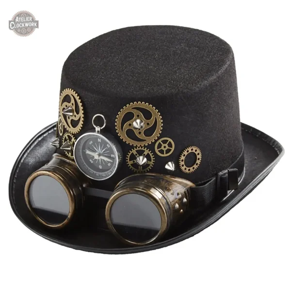 chapeau-avec-lunettes-steampunk-store-1 Chapeau Haut de Forme Steampunk - Brendan Doyle