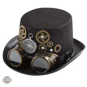 Chapeau élégant avec lunettes intégrées en style steampunk