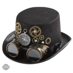 Accessoire steampunk : chapeau haut de forme avec lunettes