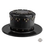 Chapeau noir au design steampunk distinctif