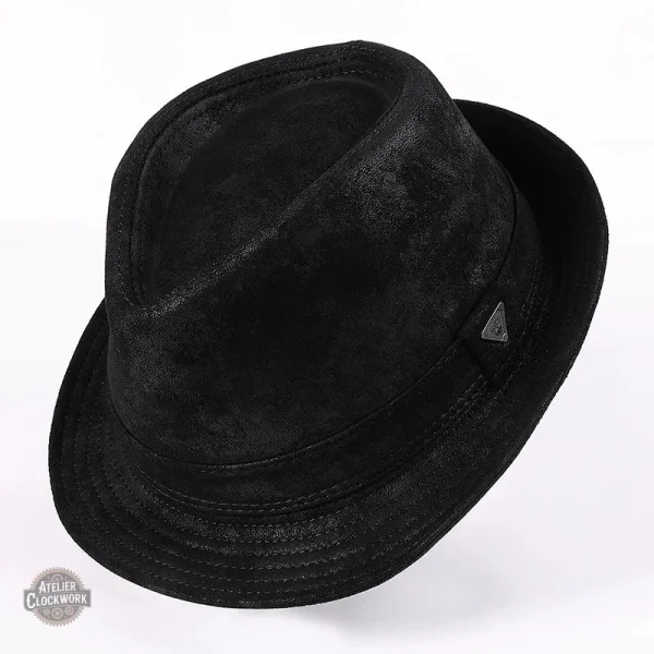 Fedora dandy en cuir pour les passionnés de steampunk