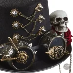Chapeau Steampunk Crâne avec Lunettes Roses