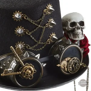 Chapeau Steampunk Crâne avec Lunettes Roses