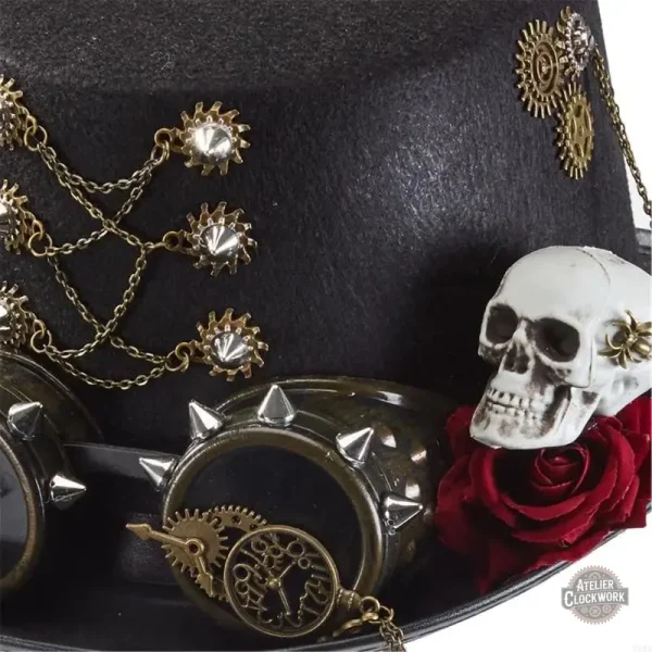 Chapeau élégant Steampunk Crâne et Lunettes