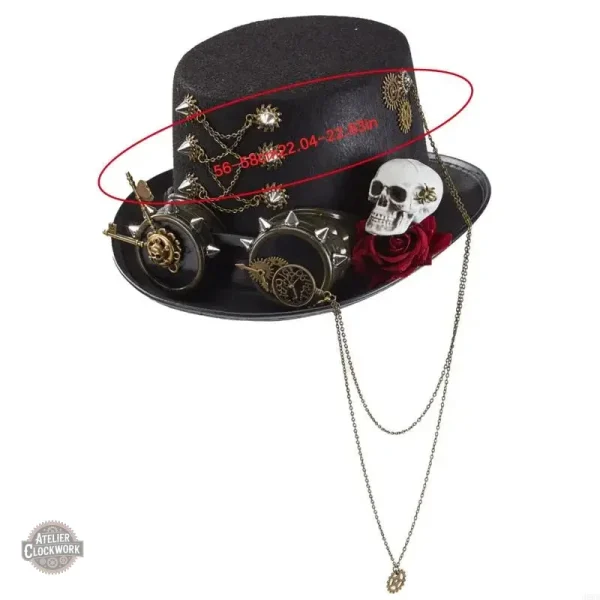 Chapeau original Crâne, Roses et Lunettes