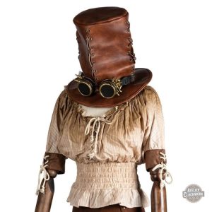 Chapeau haut de forme steampunk en cuir élégant