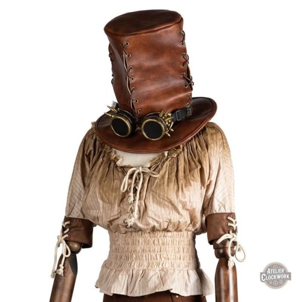 Chapeau haut de forme steampunk en cuir élégant